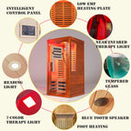 Far infrared sauna front door with red light therapy Low EMFwooden sauna room