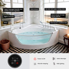 Nuvia Serenity 59-Inch 2-Person Acrylic Corner Whirlpool 16-Jet Hydro Massage Bathtub With Heater Rainbow Light (SAK12058)