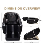 Space Saver Design Zero Gravity Multifunction Massage Chair with SL Type Pulley Guide, Durable Leather, 2D Motor, Black PU
