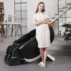 Space Saver Design Zero Gravity Multifunction Massage Chair with SL Type Pulley Guide, Durable Leather, 2D Motor, Black PU