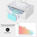 Nuvia Novara 71-Inch Luxury 2-Person Jetted Whirlpool Tub With Massage And Thermostat Control (SAK24590)